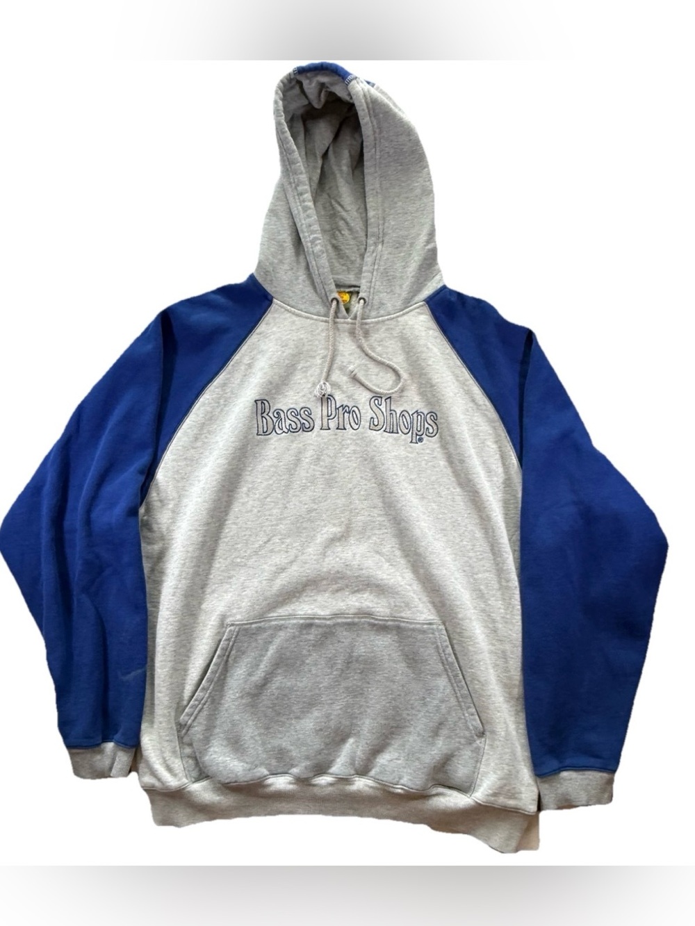 Vintage Y2K Bass Pro Shops Hoodie Men's 2XL Gray Blue Baggy 2 Tone Heavyweight